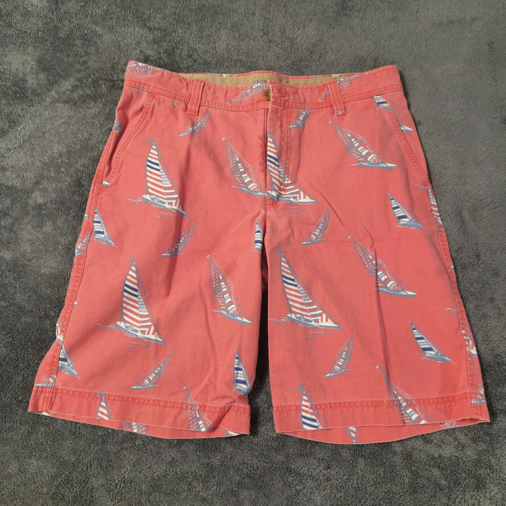 IZOD Saltwater Men's Coral Sailboat Print Casual Shorts Size 34